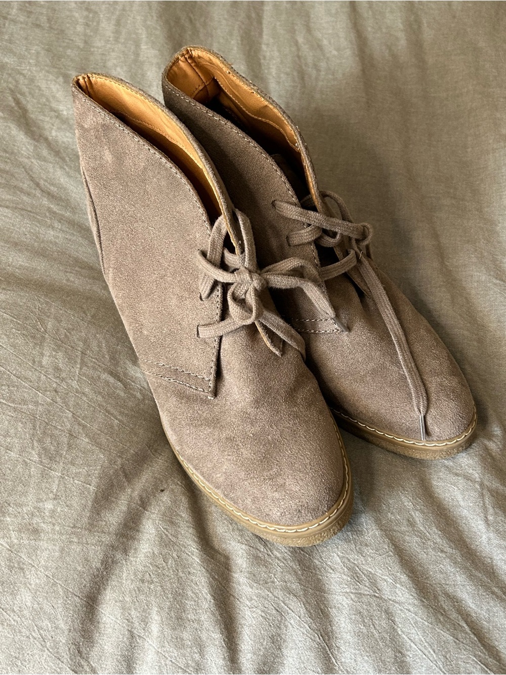 Merona Taupe Suede Lace-Up Ankle Boots